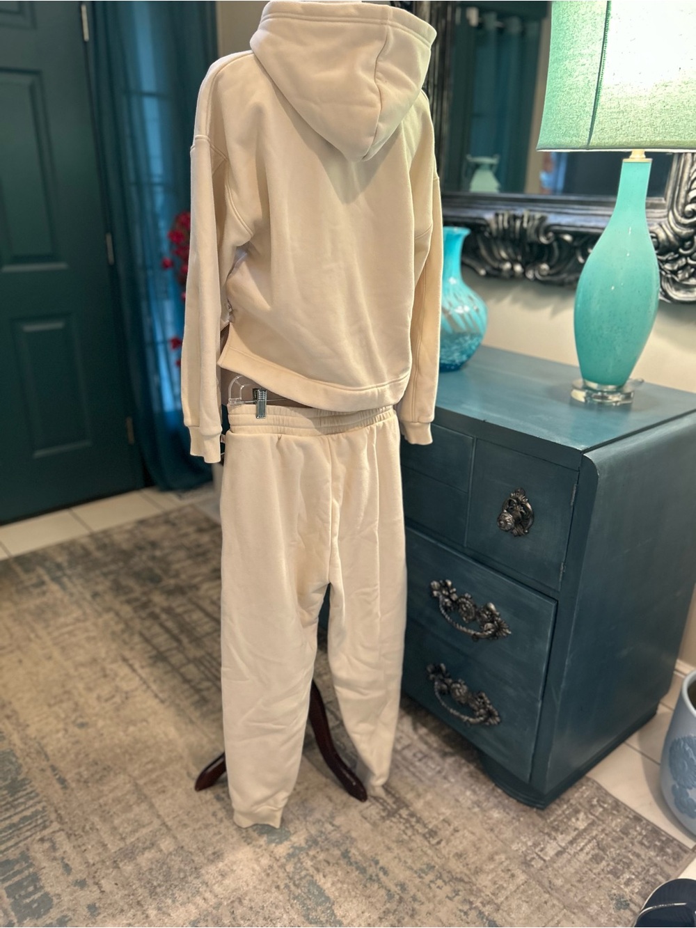 Haven Well Within Relaxed Hoodie & Jogger Set Cream Cozy fleece interior Sz Med - Picture 10 of 11